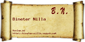 Bineter Nilla névjegykártya