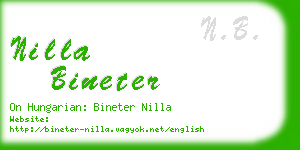 nilla bineter business card